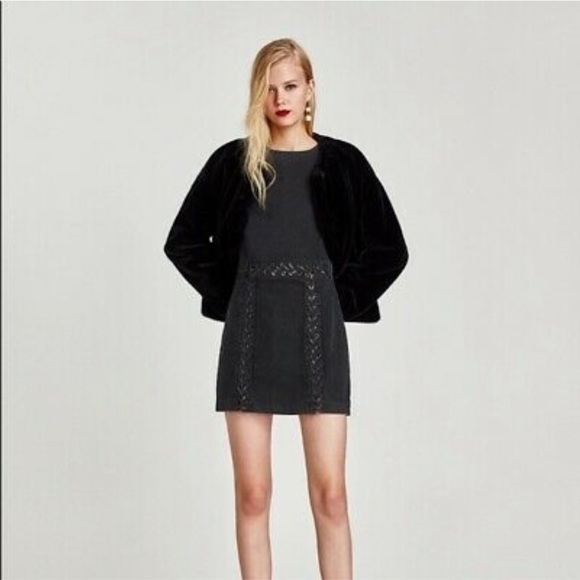 Zara Denim Mini Dress in Washed Black - Picture 4 of 9
